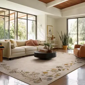 Area Rugs for Living Room: Washable Bedroom Rug Stain Resistant Non Slip Low Pile Ultra Soft Faux Wool Lightweight Large Rugs for Dining Room Kitchen Farmhouse Entryway Home Office Indoor