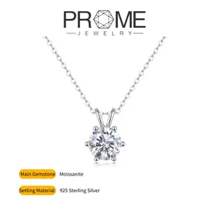 (MX011)S925 Sterling Silver Simple Round Pendant Necklace 2CT & 3CT Synthetic Moissanite Elegant & Minimalist Design Perfect Gift for Women Daily Wear