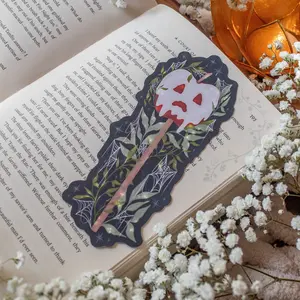 Ghostly Haunted Apple Die-Cut Bookmark for Cozy Spooky Booktok Readers