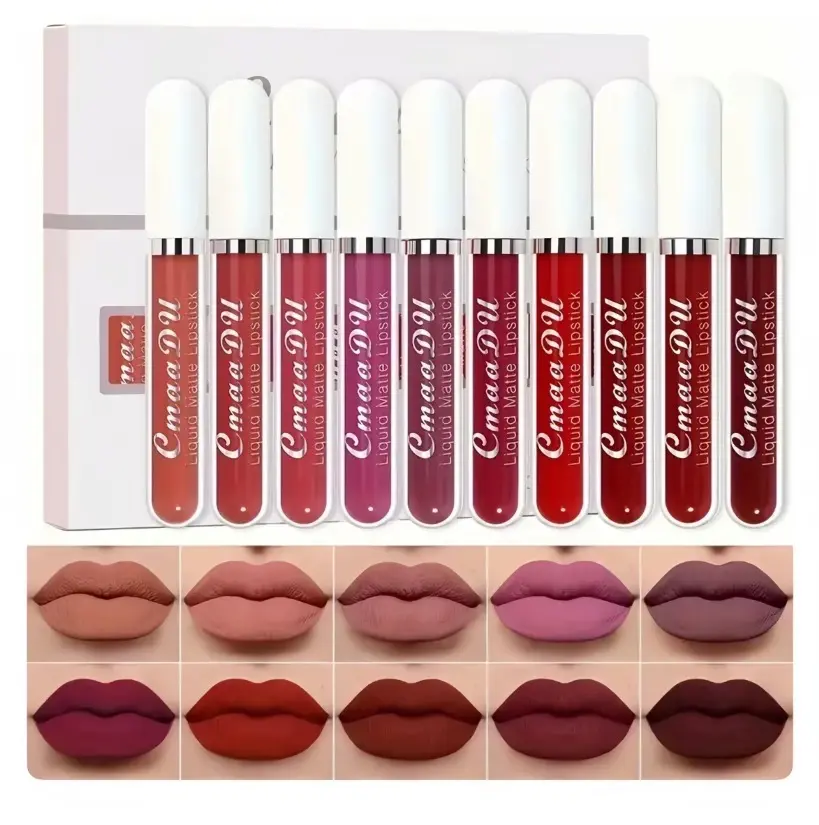 10Pcs Matte Lip Glaze - Radiant, Smooth, Waterproof, Nonstick, Easy-To-Apply Makeup Essential for Beginners (Beauty Cosmetic Lip Product)
