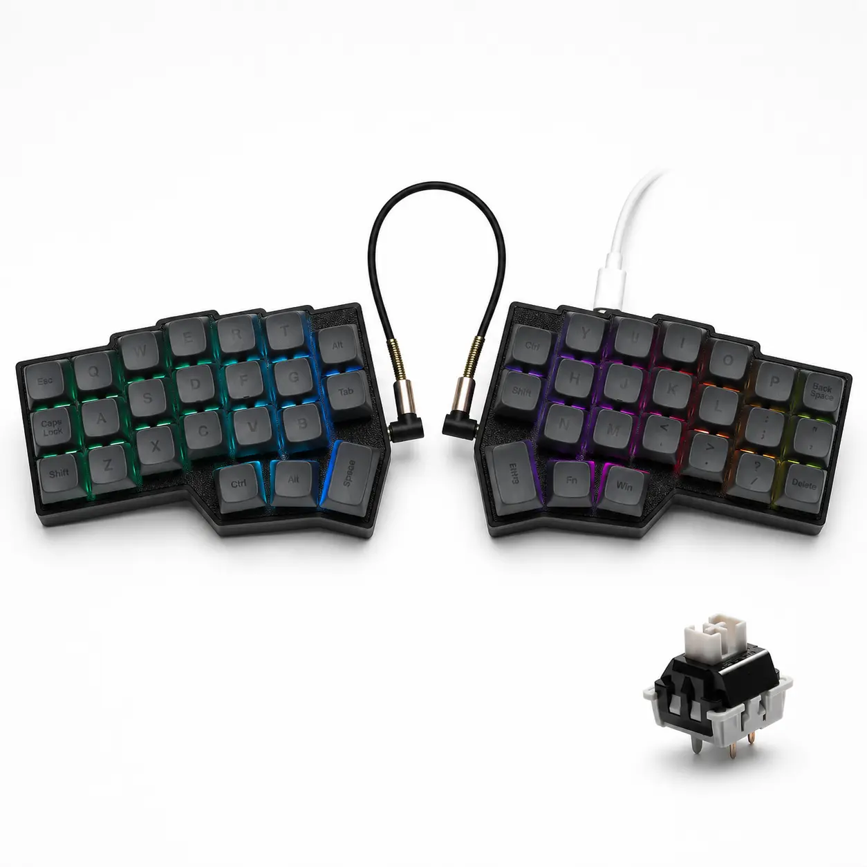 YIVU 46-Key Split Mechanical Keyboard,programmer keyboard, coding keyboard, 40% Wired Ergonomic RGB Backlit Keyboard with Hot-Swappable Sockets, QMK/VIAL Support, PBT Keycaps,Pre-Lubricated Linear Switches for Custom Keyboard Setup & Office Use