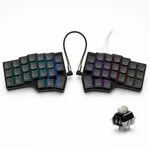 YIVU 46-Key Split Mechanical Keyboard, 40% Ergonomic Wired Keyboard with RGB Backlight, Hot-Swappable Sockets, QMK/VIAL Support, PBT Keycaps, Pre-Lubricated Linear Switches for Office & Gaming Typing