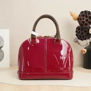 Pre-owned Louis Vuitton Patent Leather Tote Bags Alma Handbag Vernis with Monogram Canvas BB D8051908 Vluxury