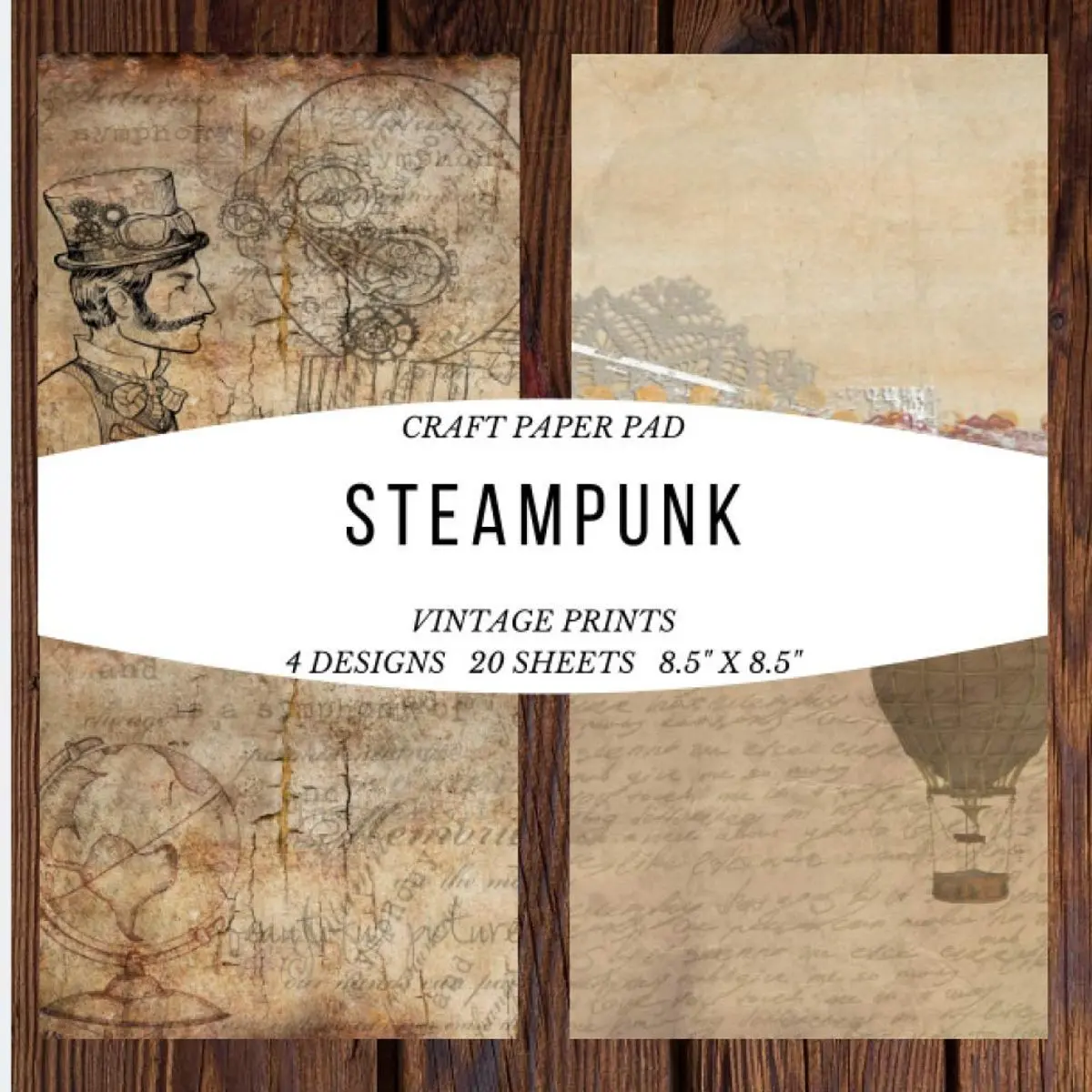 Craft Paper Pad Steampunk Vintage Prints 8.5x8.5 Craft Paper, 4 Designs, 20 Sheets: Origami Vintage Flowers Pattern Scrapbooking Cardmaking Craft DIY ... Album for Kids Party Christmas Greeting Cards Paperback – March 21, 2021