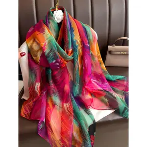 Colorful Print Long Scarf, Soft Comfortable Boho Style Shawl for Women, Fashionable Scarf for Daily Wear, Casual Versatile Scarf for All Seasons