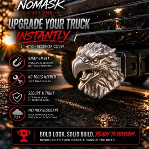 Angry Eagle - Snap-in fit | 2” Tow Hitch Cover | Premium Truck Accessory