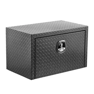 30"x18"x18" Heavy-Duty Aluminum Underbody Truck Tool Box, Weatherproof Lockable Diamond Plate Matte Black, with Whale Tail