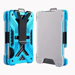Men's RFID Blocking Ultra-thin ID Credit Card Holder, Minimalist Front Pocket Design, Multi-functional Tactical Wallet, Large Capacity Money Clip, With Transparent ID Card Holder, Can Hold Up To 15 Cards And Cash Holder, Fashion Item, Perfect Gift