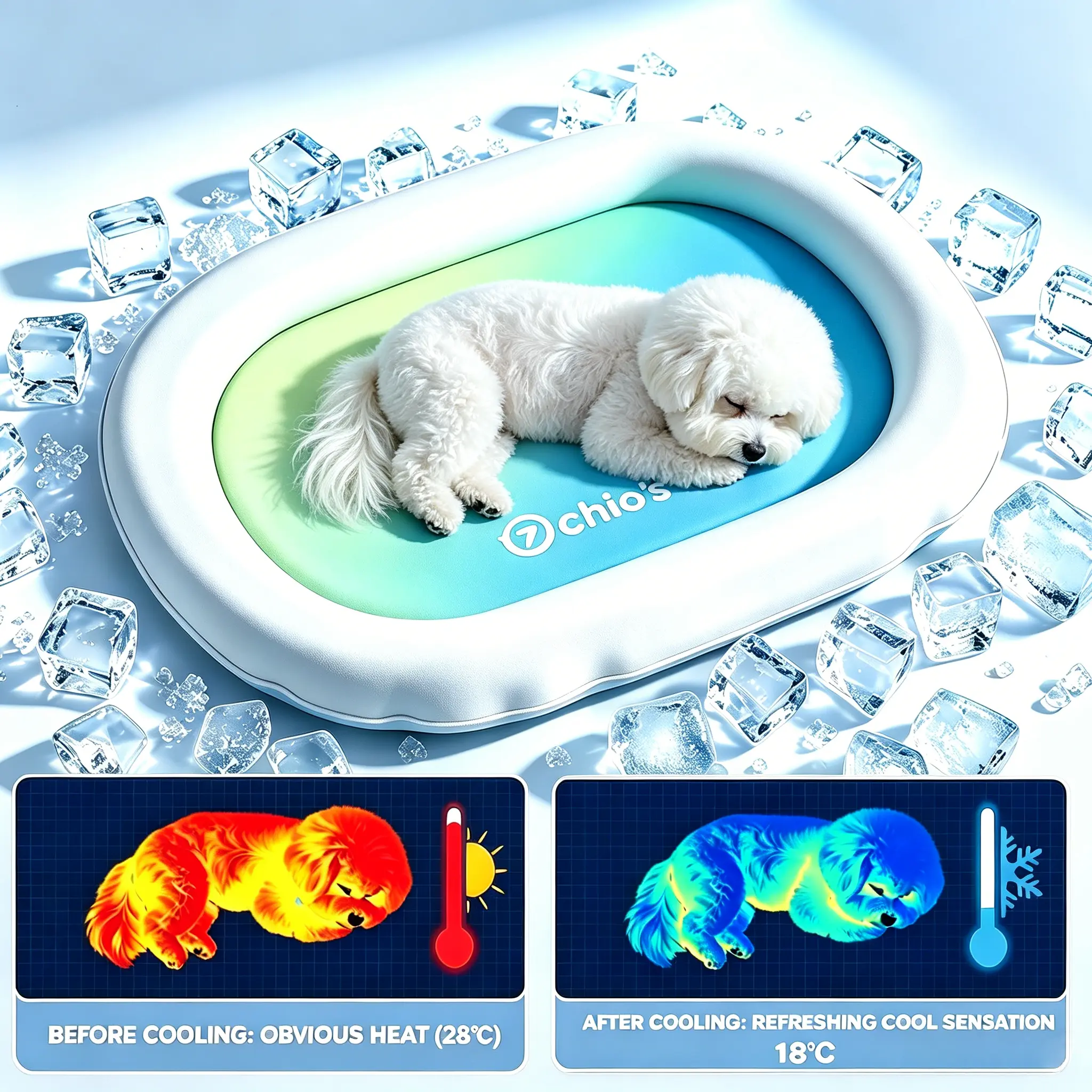 Chios Oval Pet Cooling Mat Bed, 6cm Raised Neck Support Rim, Self-Cooling Gel Pad for Dogs & Cats, Waterproof Scratch Resistant Summer Cooling Bed, Washable Non-Shift Cooling Gel Cushion, Comfortable Pet Rest Area for Hot Days -- snuffle storey puppy soft