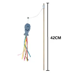 Natural Wooden Cat Wand Toy | Interactive Elastic String Teaser Pole for Indoor Play | Stimulate Hunting Instincts