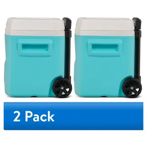 (2 pack) Igloo 16 QT Laguna Hard Side Ice Chest Cooler with Wheels, Aqua Blue