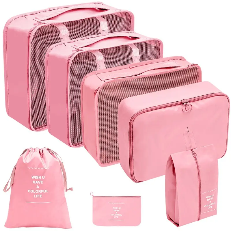 7PCS Multi-Size Packing Cubes Set Pack for Suitcase, Travel Organizer, Luggage Essentials Storage Bags