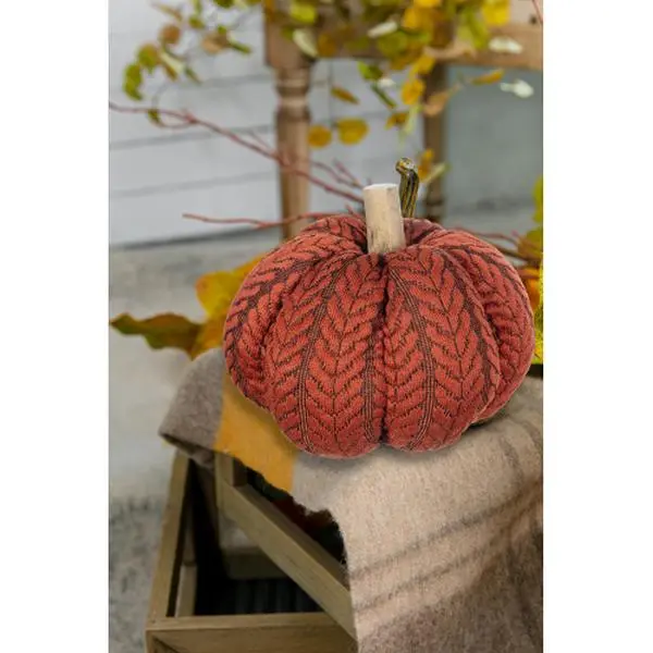 Set of 2 Soft Fabric Pumpkins Decor, 8.5" Orange & 8.3" Dark Brown Plush Pumpkin Ornaments, Cozy Spooky‑Cute Fall Accent Decor for Table Shelf, Halloween, Harvest & Thanksgiving Autumn Season Decoration