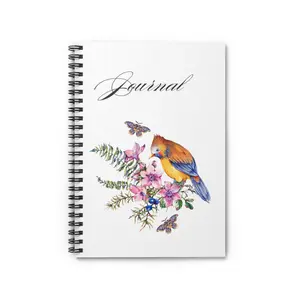Floral Bird Spiral Notebook - Artistic Journaling, Writing, Gift for Nature Lovers, Study Companion, Eco-Friendly Note Taking