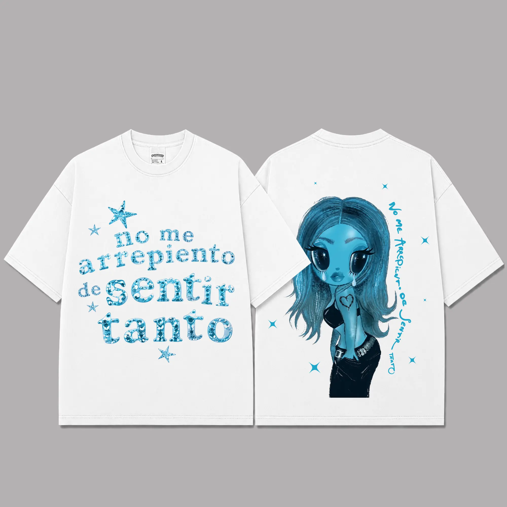 La Bichota No Me Arrepiento de Sentir Tanto New Album 2026 T-Shirt, Bichotas Colombian Pop Fan Tee, Latin Reggaeton Diva Blue Chibi Graphic Shirt, Music Lover Gift