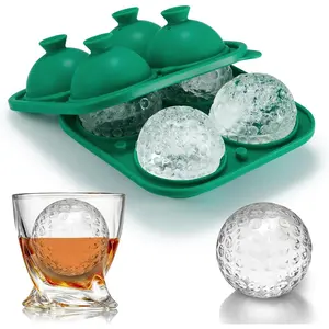 Novelty Golf Gifts Ball Ice Maker Mold, 2.2" Large Sphere Round Ice Cube Mold for Cocktails, Whiskey, Bourbon, Fun Shapes Big Whiskey Ice Cube Mold Gifts Silicone Utensils