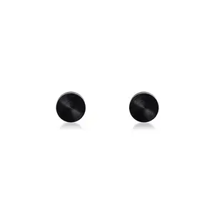 ER003B B.Tiff Black Matte Plain Round Stud Earrings