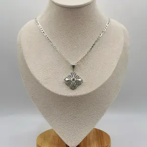 Jerusalem Cross Necklace in 18 Karat White Gold Plated Chain & Pendant - Perfect for Any Occasion - Ideal Christmas Gift for Mom, Valentine's Day, Birthday