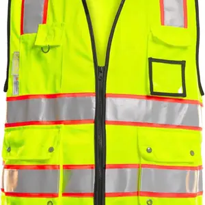 High Visibility Unisex Safety Vest by Pacific PPE - 10 Pockets, Reflective Strips, Zipper