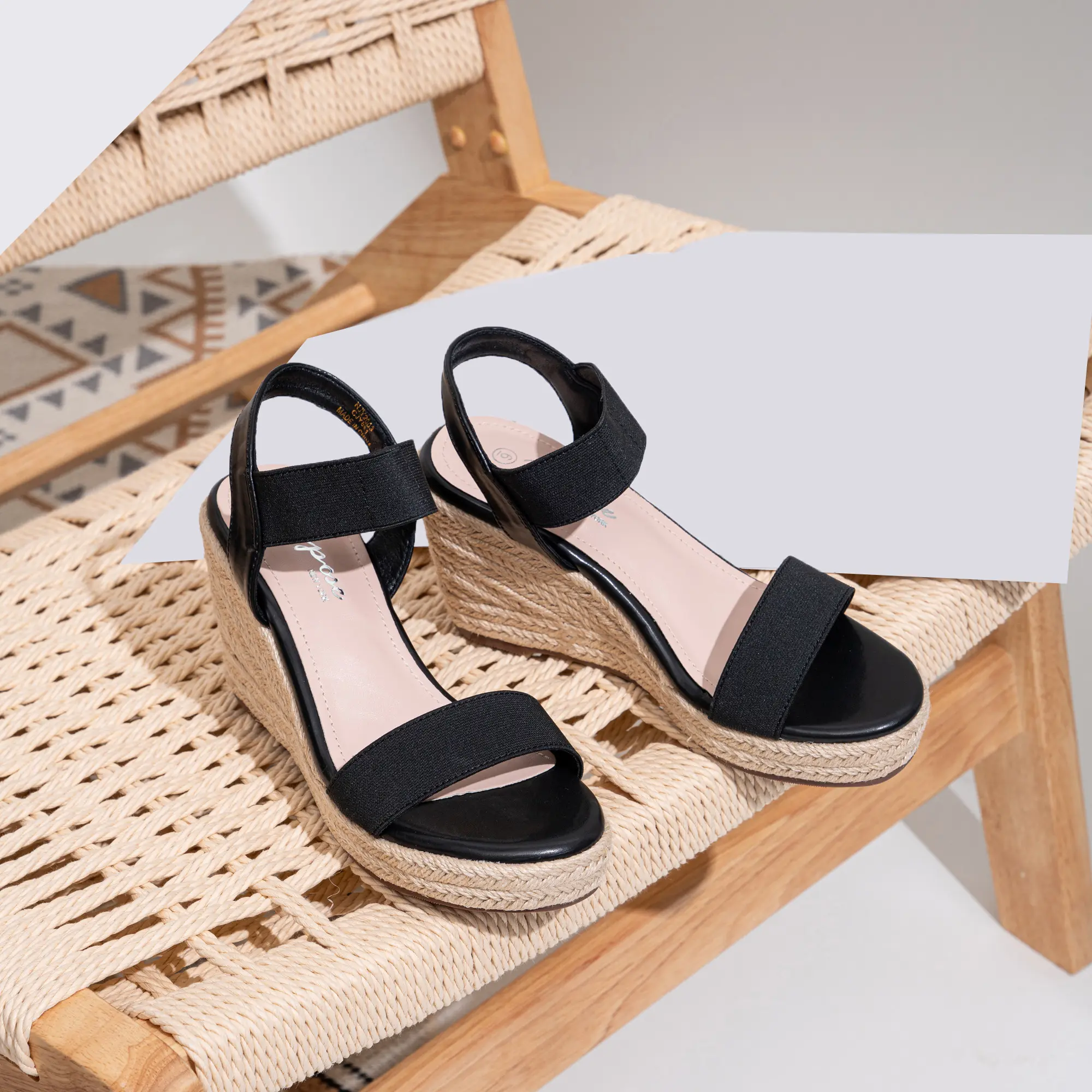 Summervibes VEPOSE Women's Comfortable Wedge Espadrilles Sandals with Elastic Ankle Strap for Beach Girl Summer