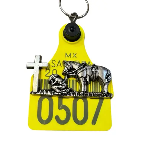 Cattle Tag Keychain Arete de Vaca Llavero con Concho Western Cowboy Keychain
