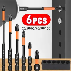 6PCS High Torque Phillips Screwdriver Bit Set, Anti-slip Hex Shank Drill Bit Set, Power Tool Accessories for Electric Drill & DIY, Hardware, Heavy Duty, Industrial, Handle, Tools And Gadgets