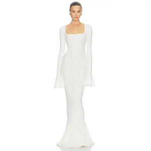 Helsa Tesca Knit Dress in White