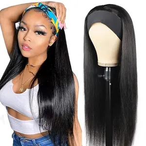 Bling Hair Headband Wig Straight Human Hair Wigs for Women 180% Density Brazilian Remy Hair Machine Made Headband Wig Non Lace Front Human Hair Wigs