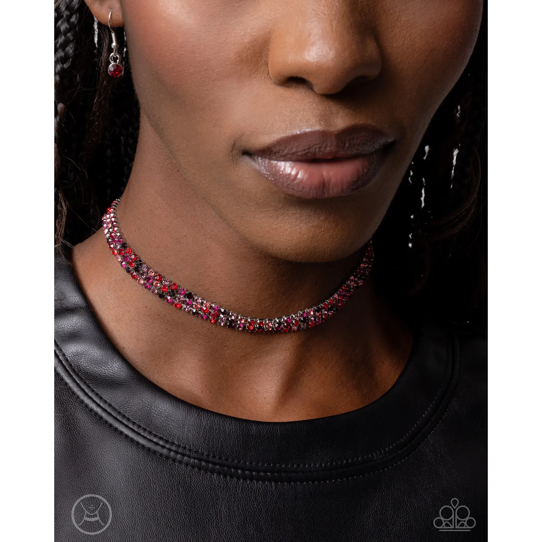 Paparazzi Terrific Trio - Red Choker Necklace (P2CH-RDXX-034EH)