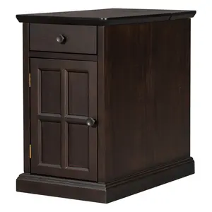 23"H×14"W×24.3"D Lift Top Rectangle End Table - Acacia Wood & MDF Wood-Accent Chairside Table with Power Outlet, USB Port, Cup Holder, Drawer, Storage Cubby, 110LBS Load, No Assembly for Living Room Bedroom, Rectangle End Tables, Wood-Accent End Tables