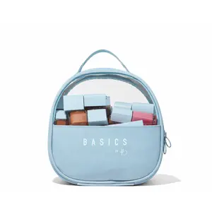 Basics by B Cosmetic Travel Case - Clear See-Through Panel, Elastic Compartments, Structured Design, 23x10x21cm, TSA-Friendly, Durable Exterior, Perfect for Travel & Everyday Use