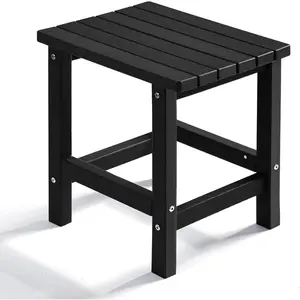 Square Outdoor Side Table,  Small Outdoor Table, Patio End Table for Patio, Pool, Backyard, Weather-Resistant (Black)