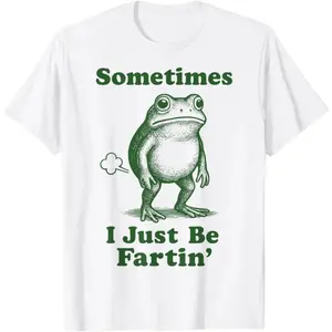 Humor Frog Casual T-Shirt, Funny "I Just Be Fartin'" Meme Frog Short Sleeve Shirt