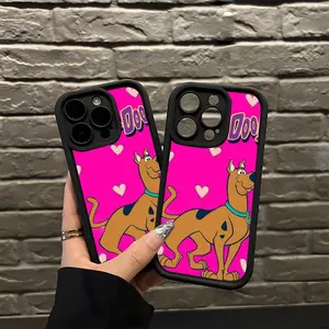 Scooby Doo Cartoon Phone Case with Hearts Design for Cartoon Fans Valentine’s Day Gift Compatible with iPhone 11/12/13/14/15/16 (Pro Max/Plus)