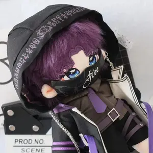 20cm cotton doll clothes star sequence stealth sp purple and black cotton doll cool cover hood suit changing for