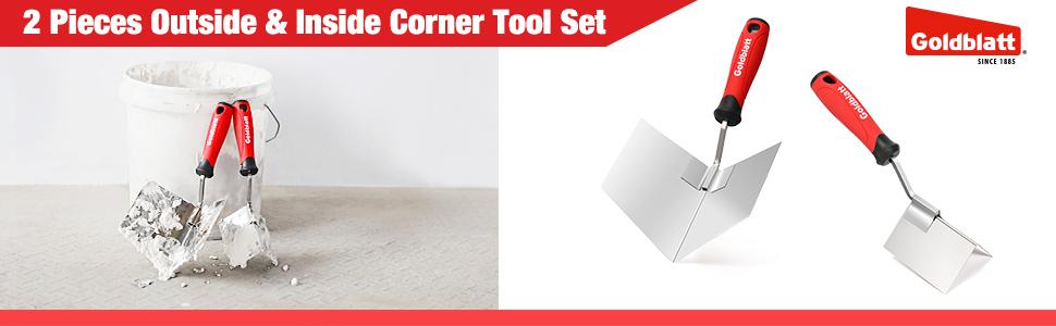 #backtoschool Goldblatt 2 Pack Drywall Corner Tool Set, 5'' Outside Corner Knife & 3-1/2'' Inside Corner Knife, with Soft Grip Handle - Stainless Steel Sheetrock External Corner Trowel & Internal Corner Trowel #backtoschool Goldblatt 2 Pack Drywall Corner Tool Set, 5'' Outside Corner Knife & 3-1/2'' Inside Corner Knife, with Soft Grip Handle - Stainless Steel Sheetrock External Corner Trowel & Internal Corner Trowel