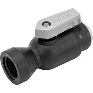 Parker Hannifin Bi-Directional Polypropylene Ball Valve - 0.375 in Tube Outside Diameter, Push-To-Connect End Connections, Lever Handle, Model PPB6VUC6-MG