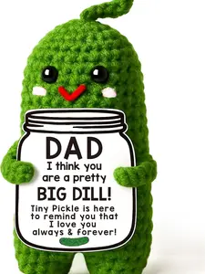 Fathers Day Dad Birthday Gifts from Daughter or Son,Handmade Crochet Pickle -I Love Best Daddy Ever Gift Thank You Daddy Funny Emotional Care Desk Decor
