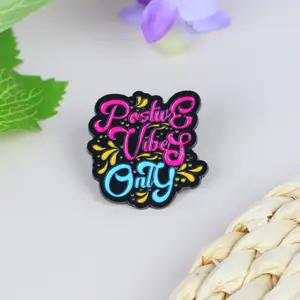 Motivational Enamel Lapel Pin, Positive Vibes Only Pin Brooch, Inspirational Supports Kindness and Positive Mental Health Badge Pin