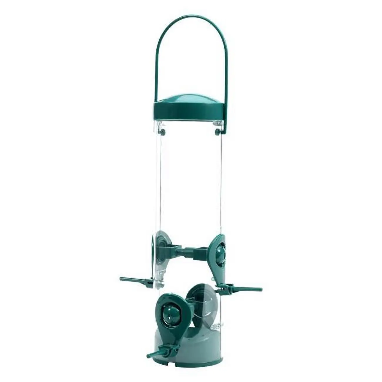 Perky-Pet 9087864 2-in-1 Tube Bird Feeder, Green Plastic, 4 Feeding Stations, Pet Supplies for Finches, Tube Feeder