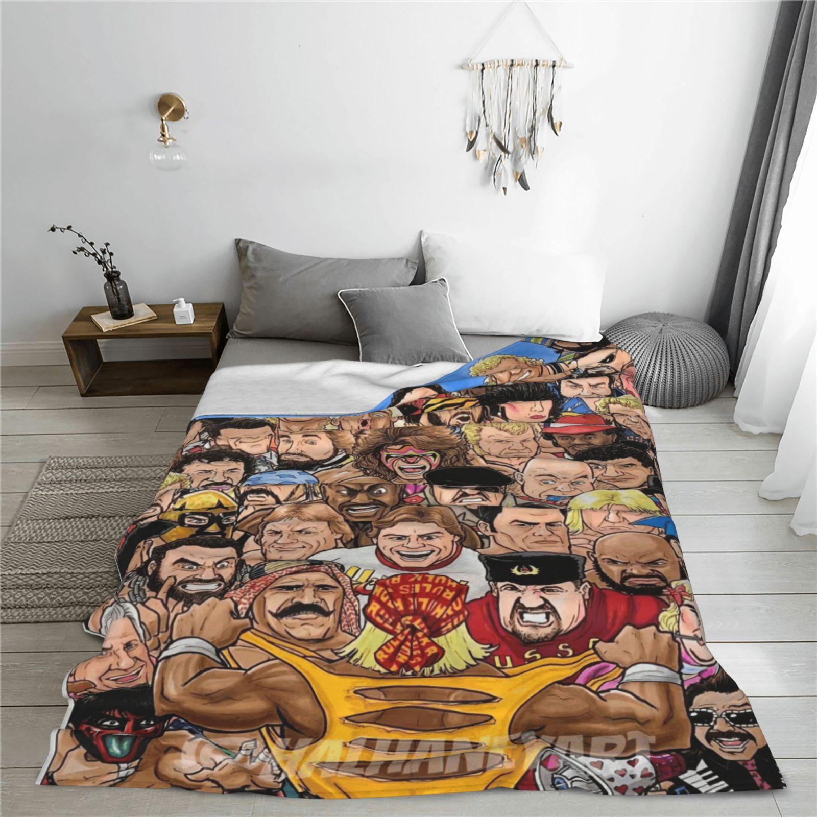 Hulk Hogan & WWE Legends Plush Blanket, Soft Wrestling Throw for Man Cave
