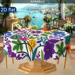 Colorful Floral Tablecloth, Mexican Embroidery Design, Perfect for Dining Tables, Home Decor, Kitchen Accessories, Indoor Outdoor Use