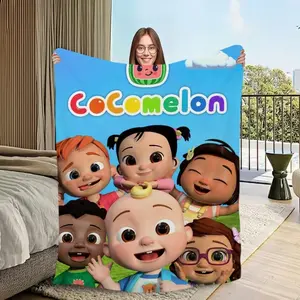 Cocomelon Cartoon Plush Blanket - Four Seasons Warm Soft for Sofa Living Room Office Bedroom Baby Travel Flannel Halloween Christmas Gift