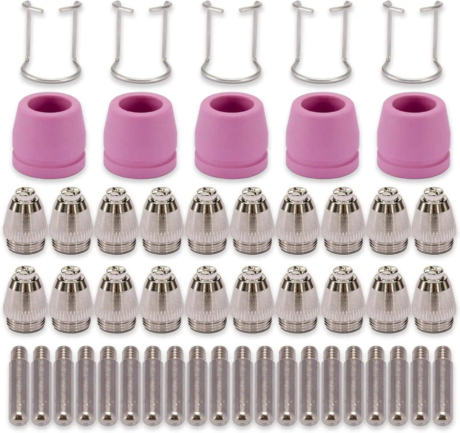 50-Pack .030" Slag-Resistant Coated Plasma Cutter Torch Tip Nozzles Consumables Kit - Minimal Adhesion, Precision Cutting, Extended Long Electrode Life, Clean Cuts - Compatible with SG-55, AG-60, WSD-60, Cut60, Cut-55DS Welding Machines