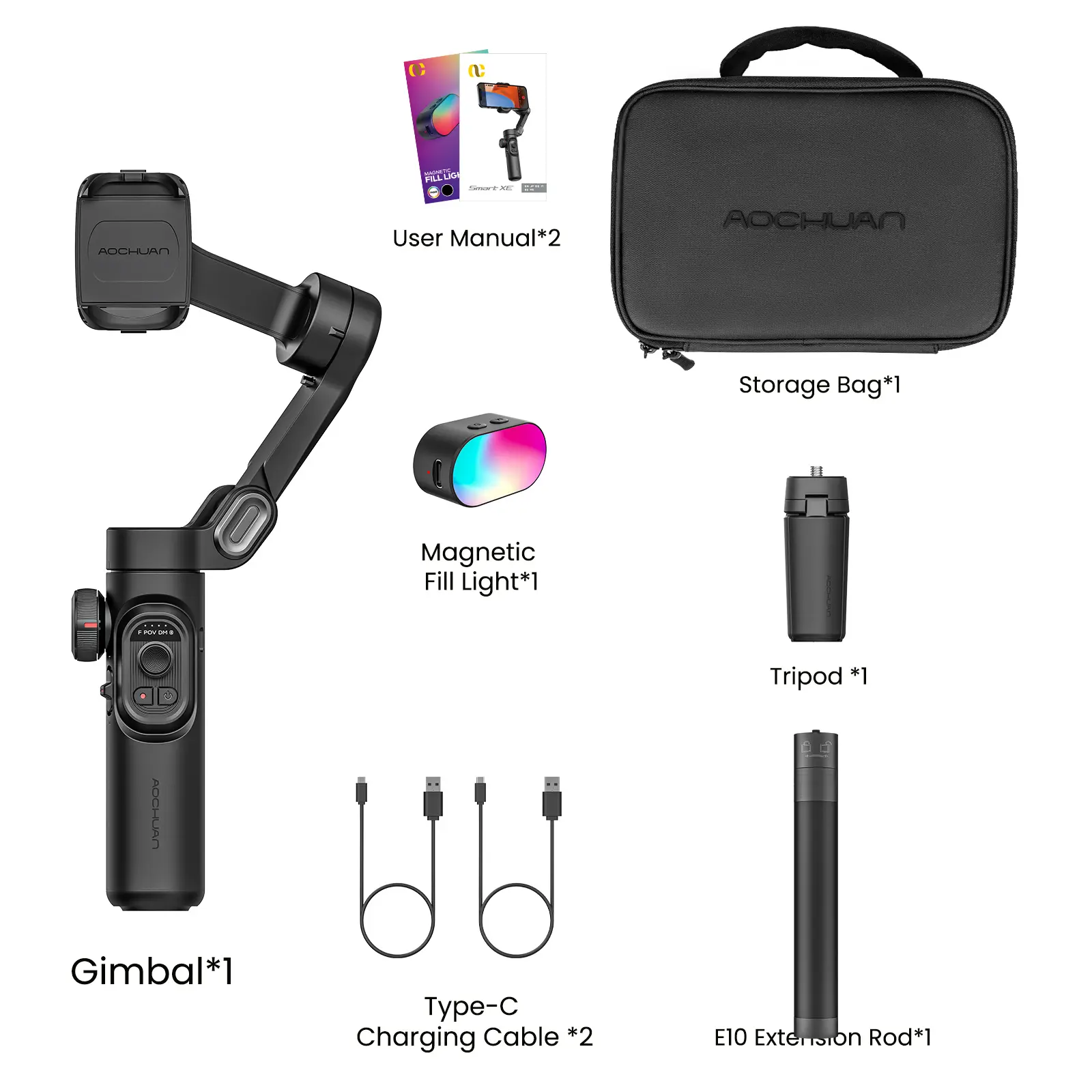 Aochuan Smart XE Combo 1 Professional Gimbal Mobile Phone Tripod