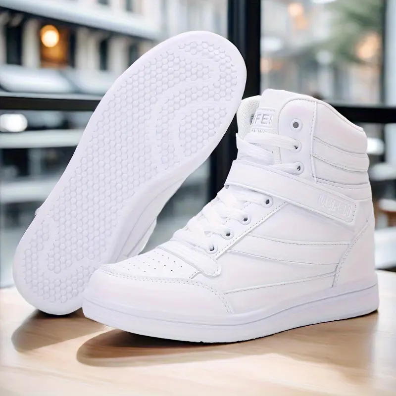 Women's Retro 80s High Top Sneakers with Hidden Wedge Heel - Vibrant Color & Microfiber Upper, All-Season Comfort Rubber Sole for Cosplay, Skateboarding Casual Fashion, Fashion Footwear | Sporty Sleek Modern Design