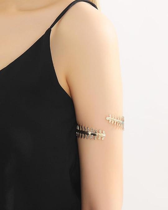 4 Pcs Arm Cuff Upper Arm Band Cuff Bracelet Bangle for Women Adjustable Armband Set