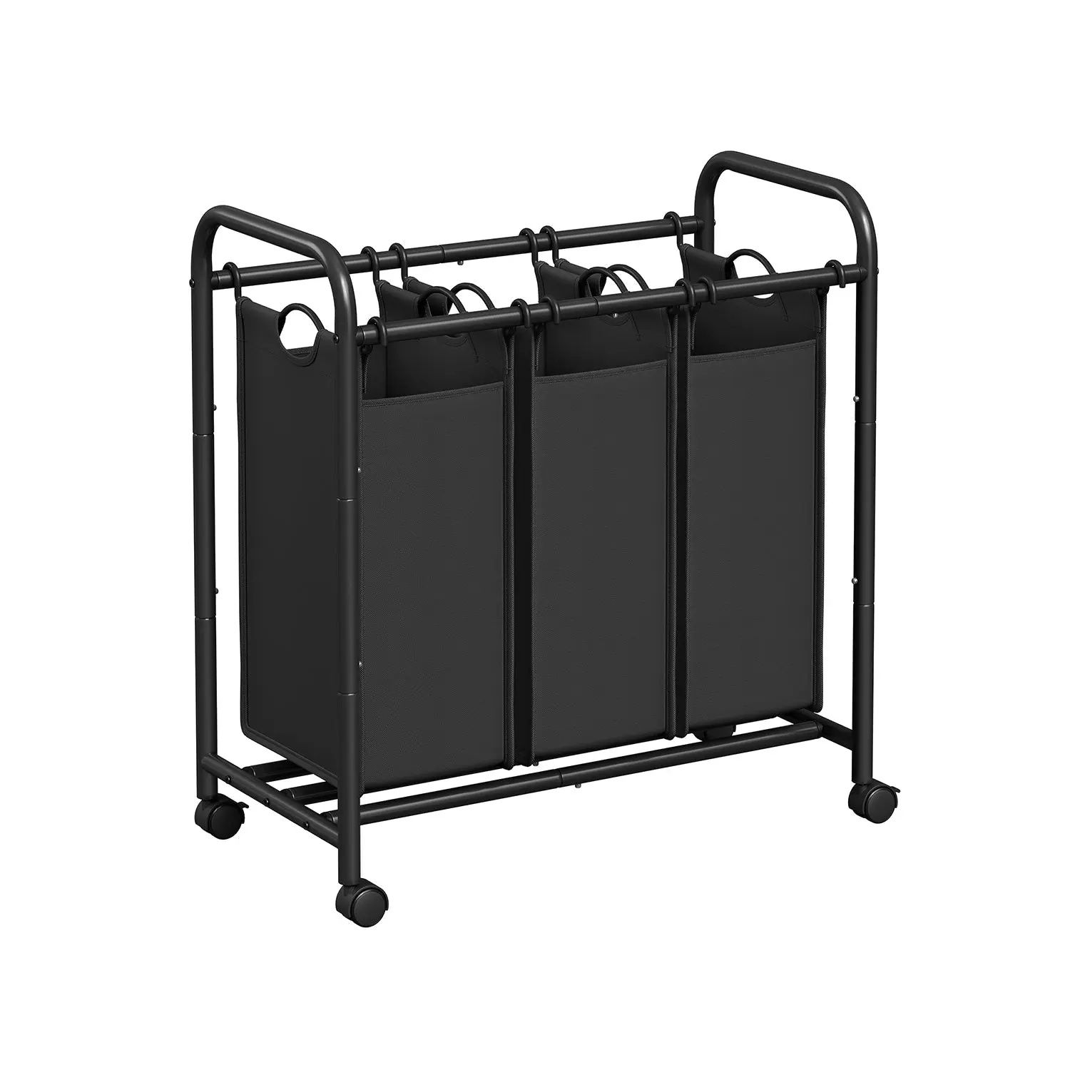 [3d test 2]3-Section Laundry Hamper with Lockable Wheels