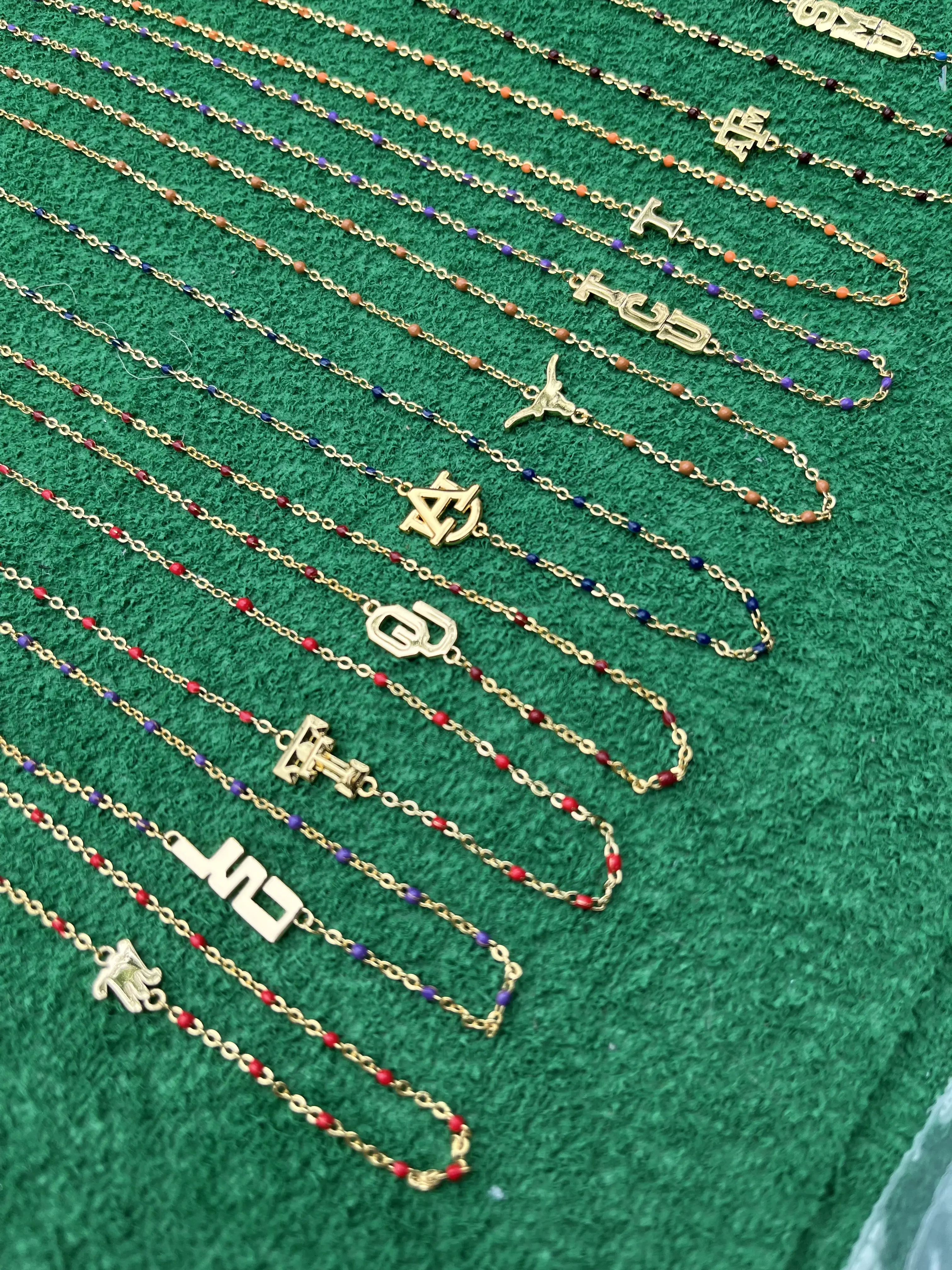 The College Logo Necklace: Color Shout Side Set Enamel Bead Necklace