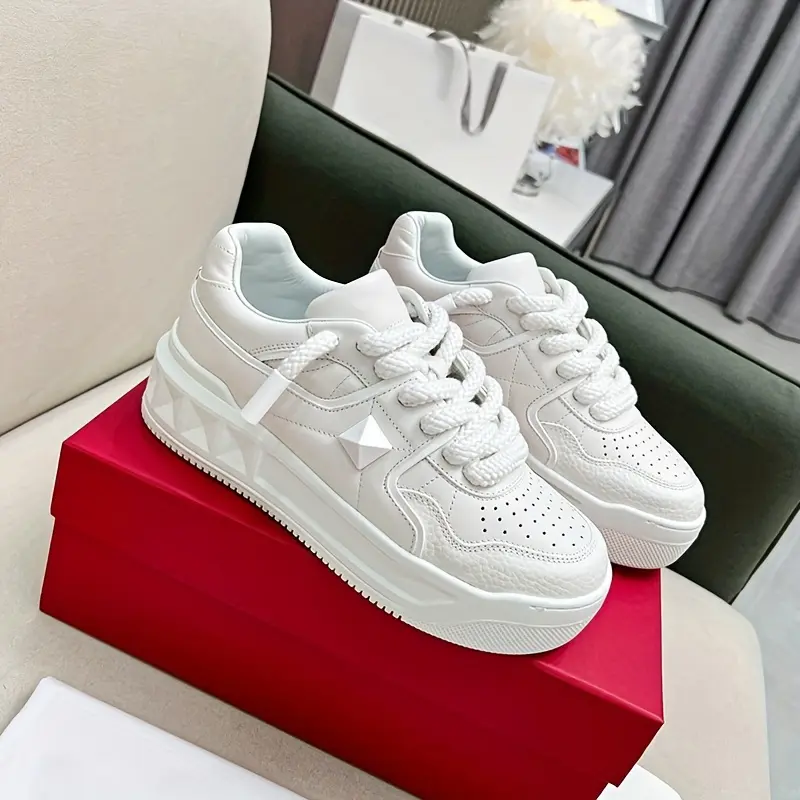 ComfortMax Thick Bottom Heightening Shoes - Ultra-Breathable White Board Sneakers for Casual Wear with Superior Arch Support and Cushioning - Suitable for All Seasons and Outdoor Activities